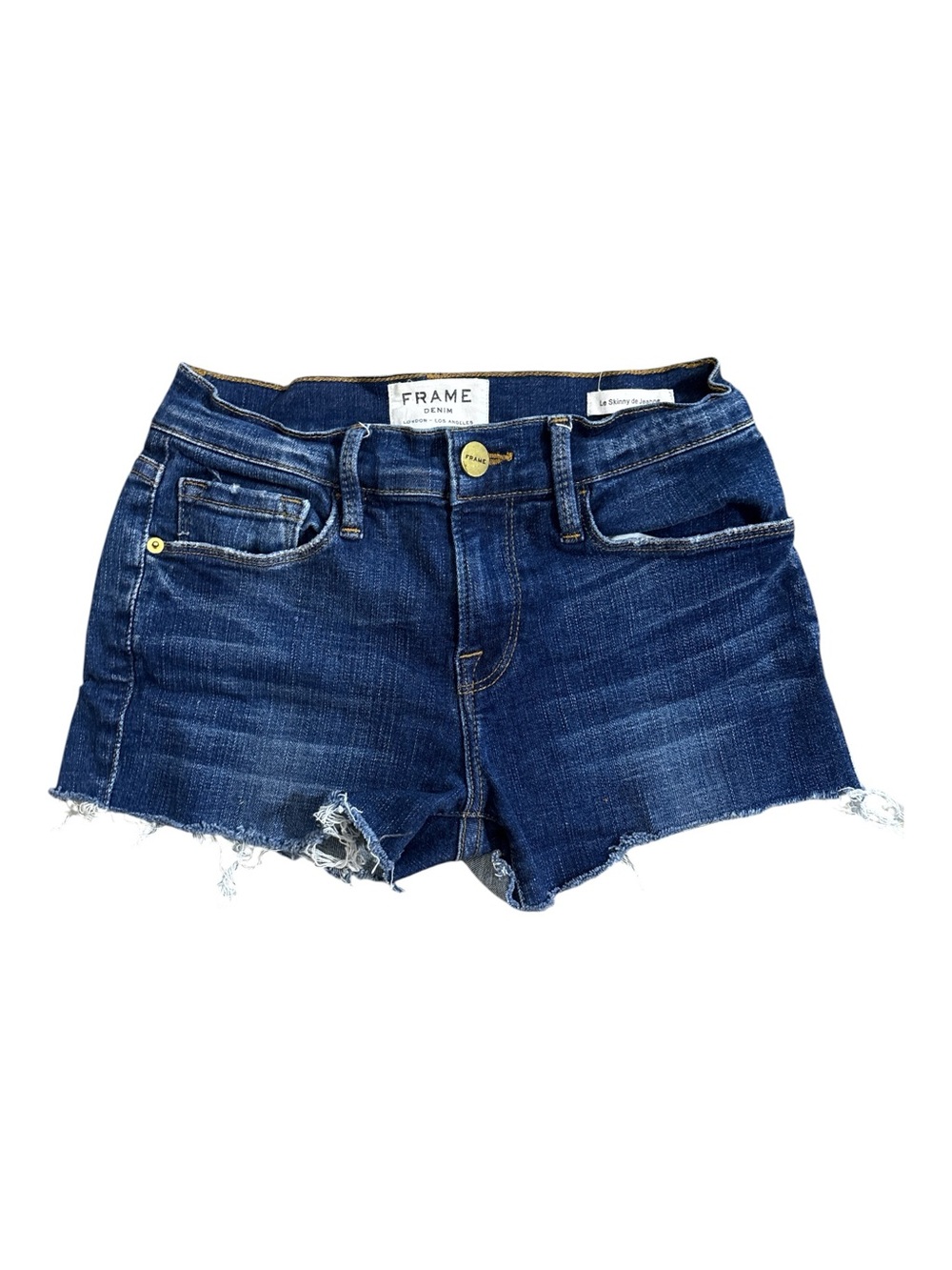 Frame Denim Indigo Distressed Cutoff Jean Shorts 24
